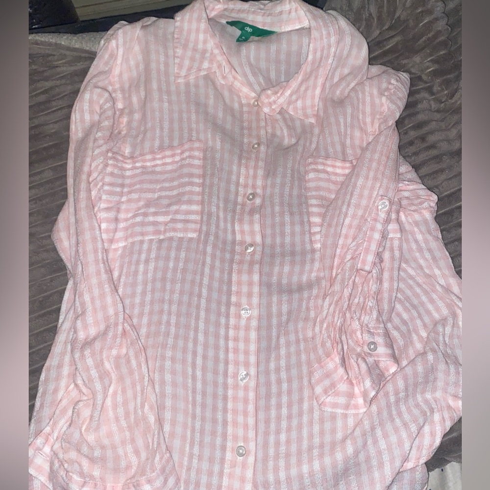 Plaid Light Pink Striped Flannel Pocket Shirt
Prairie Daisy Cottagecore XL